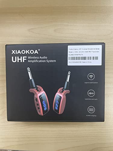 Wireless Guitar System, UHF 15 Channels Rechargeable Transmitter Receiver | 164ft Range, with LED Screen, Audio Transmission Systems for Bass, Ideal for Musical Instruments Instruction and Performance - color: U12DX-BK