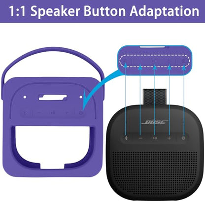 for Bose New SoundLink Micro 2nd Gen Portable Speaker Silicone Case, Purple | 1:1 Molded Fit, Shock Absorption, Metal Carabiner, Flexible Carry Handle, Anti-Slip Texture, Elastic Recovery - color: Purple Case