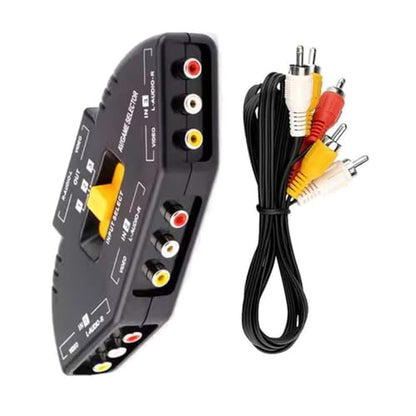 3Way Video Video Switches Video Splitter Box for Connecting 3Devices to Tvs with Video Cable Stereo Music Video Splitter - color: Black