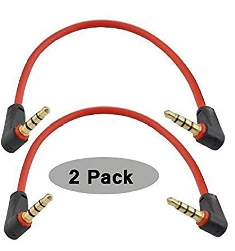 Aux Cable Short Angled 3.5mm TRRS Audio Cable 1/8" inch Right Angle Male to Male HiFi Stereo 4 Conductor(4 Pole) Auxiliary Cord Compatible Car Home Speaker Headphones Tablet Phone 8 inch 2Pack - style: Double Angled