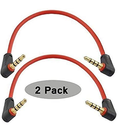 Aux Cable Short Angled 3.5mm TRRS Audio Cable 1/8" inch Right Angle Male to Male HiFi Stereo 4 Conductor(4 Pole) Auxiliary Cord Compatible Car Home Speaker Headphones Tablet Phone 8 inch 2Pack - style: Double Angled