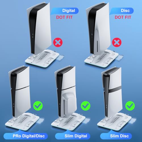 PS5 Cooling Station with Dual Controller Charger and RGB Lights | Cooling dock for PS5 Slim & PS5 Pro,dual controller charger,headset hook,7 RGB modes,not compatible with standard PS5 console