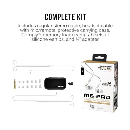 MEE audio M6 PRO 2nd Generation Universal-Fit Noise-Isolating Musicians’ in-Ear Monitors with Detachable Cables (Clear) - color: Clear, style: In-Ear Monitors
