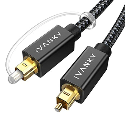IVANKY Optical Audio Cable 3.3ft, Toslink Fiber Optic S/PDIF Digital Audio - color: Black, size: 3.3 ft, style: Straight Cable