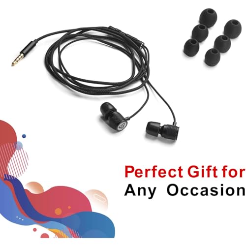 LUDOS Ultra Wired Earbuds in-Ear Headphones, 5 Years Warranty, Earphones with Microphone, Noise Isolating Ear Buds, Memory Foam for iPhone, Samsung, School Students, Kids, Women, Small Ears - Black - color: Black, style: 3.5 mm