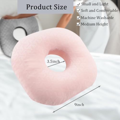 Ear Piercing Pillow with Hole for Cartilage Piercings, CNH Support (Lightpink Herringbone) - color: Lightpink Herringbone
