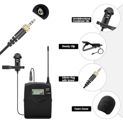 2-Pack Lavalier Lapel Microphone for Sennheiser Wireless Transmitter, 3.5mm | Omnidirectional Condenser Mic with Screw Lock for YouTube, Lectures, Living Performance