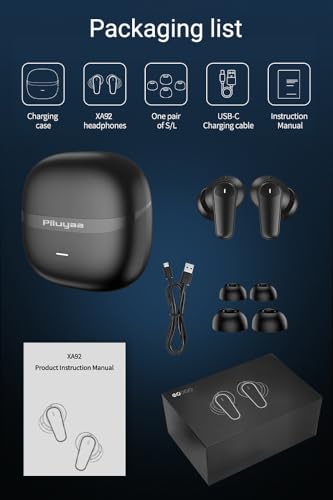 Piluyaa Wireless Earbuds Bluetooth Headphones ANC+ENC Ear Buds with Mic | LED Digital Display Charging Case, IPX7 Waterproof, HIFI Deep Bass Stereo, in-Ear Earphone for iPhone Andriod -Black - color: BLACK