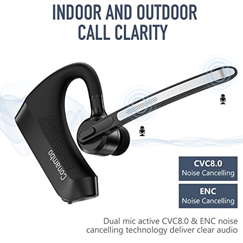 Conambo K21 Bluetooth Headset V5.1, Bluetooth Earpiece with CVC 8.0 Dual Mic Noise Cancelling Wireless Headphone - Mute & Volume Buttons 16Hrs Talking for iOS Android Cell Phone, Trucker, Office Work