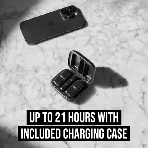 RØDE Wireless Micro — Compact Wireless Microphone for Lightning (X Through 14), Two Mics with Charging Case for Smartphone Content Creation, Black — NOT for iPhone 15+ | Compact Wireless Microphone for Lightning (X Through 14), Two Mics with Charging Case
