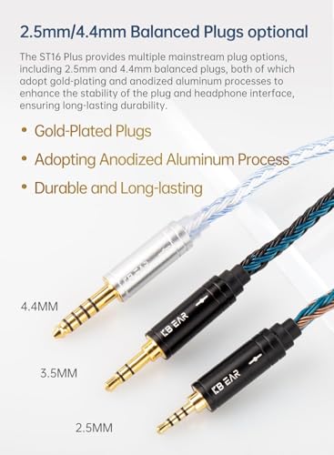 keephifi 6ft IEM Cable 2 Pin 3.5mm, KBEAR ST16-Plus 2m Upgrade 16-Strand Headphone Extension Cable, Silver-Plated Earbuds Wire for Truthear Hexa/Zero, Simgot EW100P, Moondrop blessing2 - color: SilverBlue, style: 3.5 2PIN