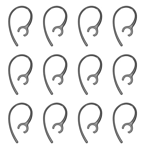 6 Pcs Replacement Ear Hooks 9mm/0.35", Black Soft PC | Universal Small Ear Loop Clips Anti-Slip Earbuds Replacement for Single-Ear Bluetooth Headset - color: Black