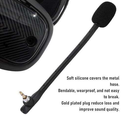 Yunseity 2pcs Replacement Microphones for Astro TR Headset Detachable Boom Mic with Noise Cancelling Clear Sound Gold Plated 3.5mm Plug (Black) - color: Black
