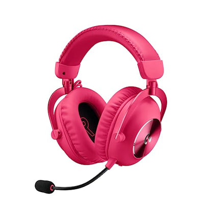 Logitech G PRO X 2 Lightspeed Wireless Gaming Headset, 50mm Graphene Drivers, DTS:X Headphone 2.0—7.1 Surround, Bluetooth/USB/3.5mm Aux, for PC, PS5, PS4, Switch - Magenta (Renewed)