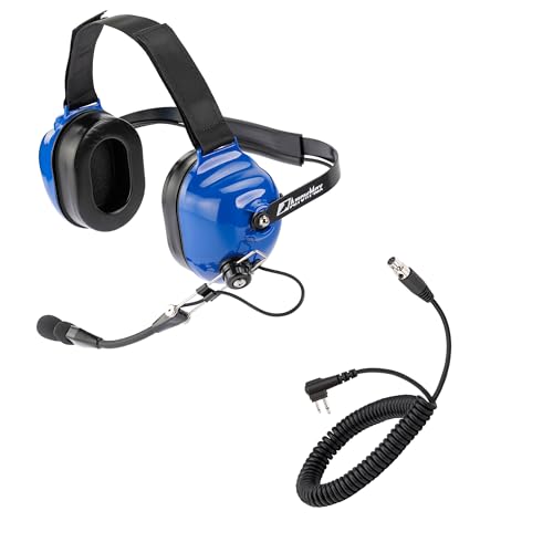 Arrowmax Racetrack Noise Cancelling Gel Pad Headset Compatible with Motorola R2 MOTOTRBO CP200D CP100D BPR40D CP200 DLR1020 DLR1060 (with Additional Dynamic Microphone) - color: Blue
