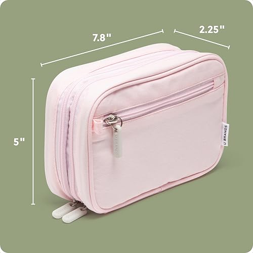 U Brands 전자 정리함 여행용 케이스, 코드 보관, 19.8cm x 12.7cm(7.8인치 x 5인치), 핑크 - color: 꽃잎 핑크