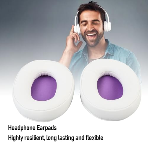 Replacement Ear Pads for ATHM50X M40X M30X M50, Comfortable Protein Leather Headphone Cushions, Sound Insulation Earpads for Studio Headphones, White Purple - color: White Purple