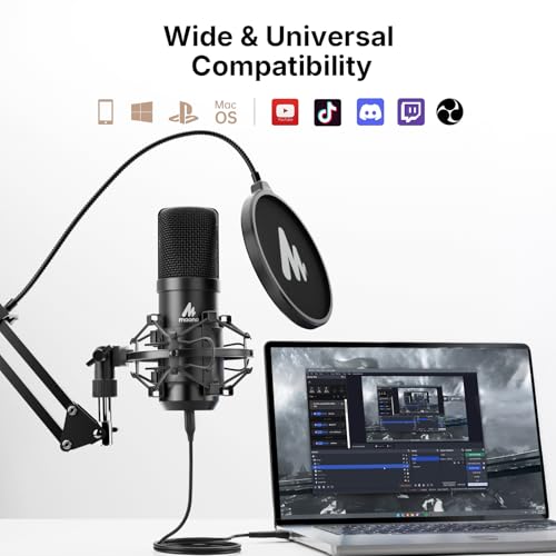MAONO A04 Gen2 & MH700 Podcast Microphone with Studio Headphone Bundle | 192kHz/24Bit USB/XLR Condenser Cardioid Metal Mic with Software Pro Sound Chipset for Recording, Streaming, YouTube