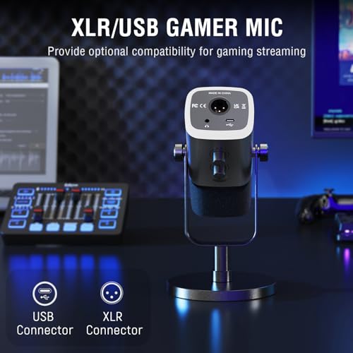 FIFINE Dynamic Gaming Mic Set, Streaming Audio Mixer for Video, Heavy Duty Metal Boom Arm with Desk Mount Clamp, Cable Management Bundle, RGB Gamer Interface Kit for Recording Podcast (KS5+BM66)