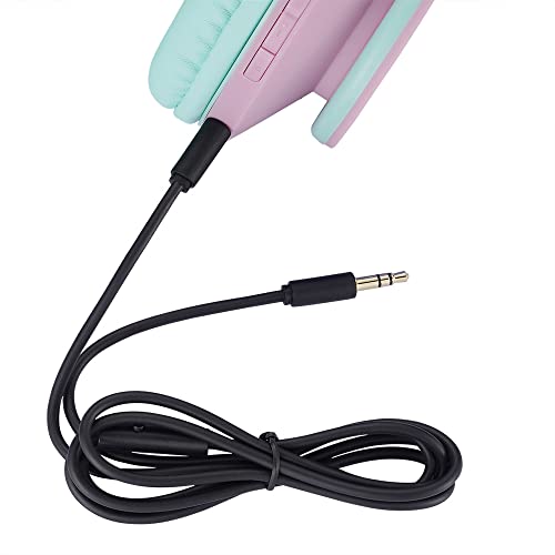 PowerLocus Kids Headphones Over-Ear, Bluetooth Wireless Headphones for Kids,with Microphone, Safe 85DB Volume Limited, Foldable with Carry Case, Audio Cable, Micro SD mode for Online Classes,PC,Phones - color: Pink/Teal