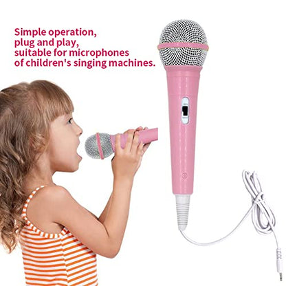 Wired Microphone, Wired Dynamic Microphone 3.5mm Jack Lightweight No Battery for Kids Singing Mechine Home (Pink)