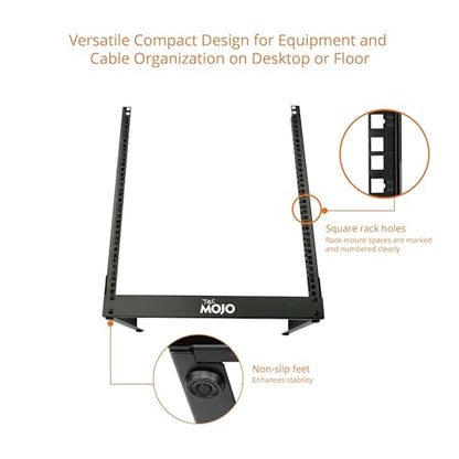 Tecmojo 2 Post 12U Desktop Server Rack Small Open Frame Rack for 19in AV/Data/Audio/Studio Equipment Free Standing Home/Office Rack,Square Hole - size: 12U/Square Hole
