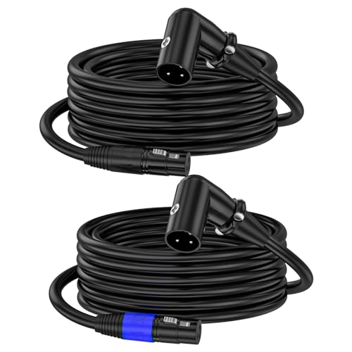 XLR Right-Angle Male to Straight Female Microphone Extension Cable, 90-Degree Male to Straight Female Balanced Cord 3-Pin to 3-Pin, -6.6ft 2Pack - style: 6.6FT-XLR Right-Angle Male