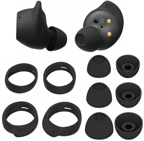 Replacement for Samsung Galaxy Buds FE Wing Tip Ear Tip 10 PCS Accessories, Silicone Earbuds Wingtips 2 Pairs and Eartips 3 Pairs for Galaxy Buds FE, Black