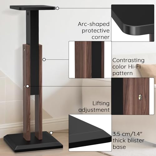 Wood Speaker Stands Pair, 25'' to 34'' Height Adjustable Speaker Stands - color: Wood, size: 25''to 34''
