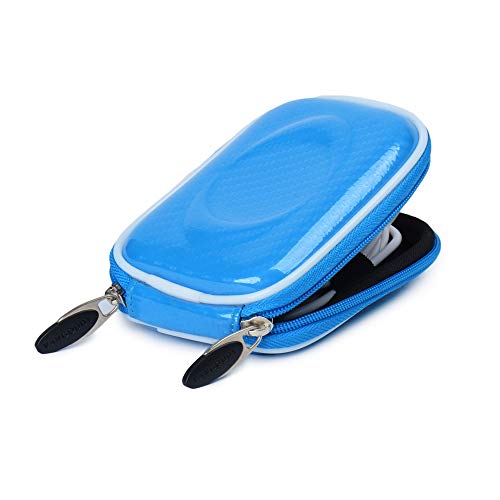 Vangoddy Hard Shell EVA Carrying Case with Carabiner and Dual Zipper for Hearing Aids, In-Ear Monitors, Small Medical Devices, Earbuds and Accessories - Blue - color: Blue