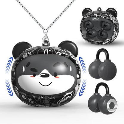 QearFun Kids Bear Ear Clip On Earbuds, Open Ear Earbuds with Rotatable Case - 85dB Safe Volume, 30H Playtime, Built-in Mic, Wireless Bluetooth Headphones for School Travel, Gift for Girls Boys - color: Black Earbuds