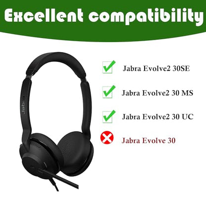 Evolve2 30 SE Earpads Replacement Cushion Compatible with Jabra Evolve2 30 SE (Evolve 2 30MS 30UC 30SE) Wired Stereo Headset Ear Pads with Protein Leather