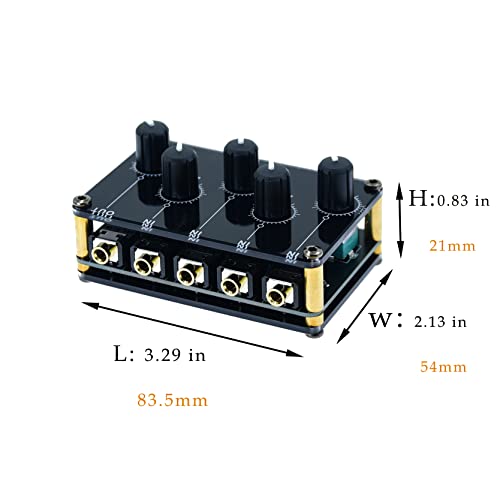 Multiple Input Mix 4 Way 1/8" inch in 1 Out Stereo Passive Mixer Headphone Sound Audio Speaker Splitter selector switcher 3.5mm udio Switch Box aux Loop Volume knob Control 3.5 mm Mixing Sharing