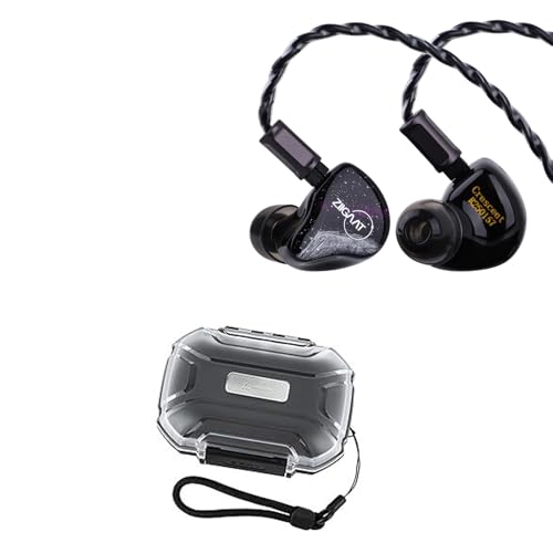 Linsoul ZiiGaat Crescent in Ear Monitor, Premium 2DD+2BA Hybrid IEM Earphone, Isobaric Bass + LC02 in Ear Monitor Case, Portable Earbud Hard Case, Waterproof Earphone Storage Box