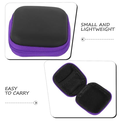 Portable Earbuds Carrying Case with Cable Organizer Bag for Travel, Eva Hard Shell Ear Buds Storage Pouch in Purple, Compatible with Wired Earphones and Chargers