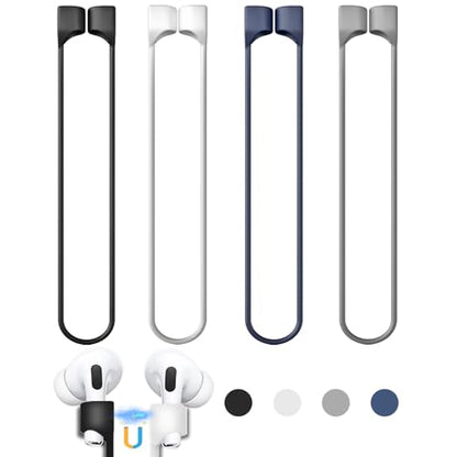 Mooyavia Ultra Strong Magnetic Anti-Lost Strap for AirPods Pro- 4 Color | Compatible with AirPods Pro 3/2/1 & AirPods 4/3/2/1,Soft Silicone Sport Neck Lanyard,Lenth 29.9 in - color: A1- Black+white+deep Blue+grey