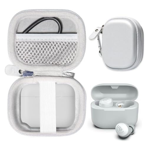 Case for JLab Go Pop+, Go Air Pop, Air Tones+/ Tones, JBuds Mini True Wireless Earbuds, Compact Organizer for the Charger case and Charger Cord (White) - color: White