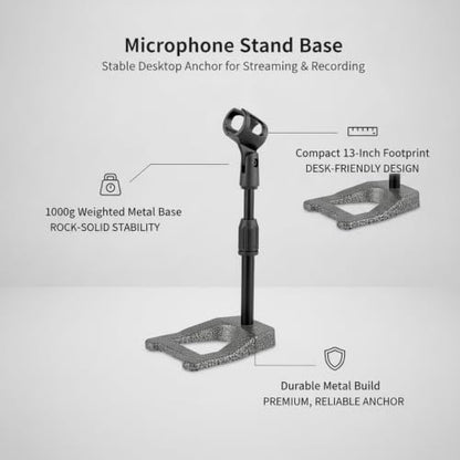 Desktop Microphone Stand Base, Heavy Weighted Metal A-Shape Anchor for Streaming and Recording, Stable 13-Inch Footprint