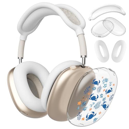 Cute Cartoon Marine Clear Case for Airpods Max Headphones Crab Waterweed Soft TPU Ear Cups Cover Anti-Scratch Silicone Ear Pad Protective Case Kawaii Headband Cover for Apple Airpods Max - color: Waterweed crab 04