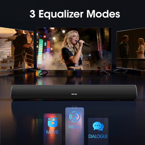 BESTISAN 80 Watt Soundbar, Sound Bars for TV of Home Theater System (Bluetooth 5.0, 34 inch, DSP, Strong Bass, Wireless Wired Connections, Bass Adjustable, Wall Mountable) - color: 34 inch black