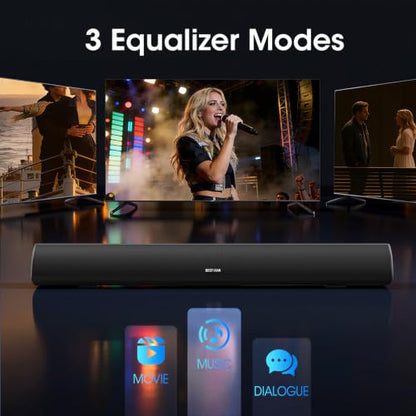 BESTISAN 80 Watt Soundbar, Sound Bars for TV of Home Theater System (Bluetooth 5.0, 34 inch, DSP, Strong Bass, Wireless Wired Connections, Bass Adjustable, Wall Mountable) - color: 34 inch black