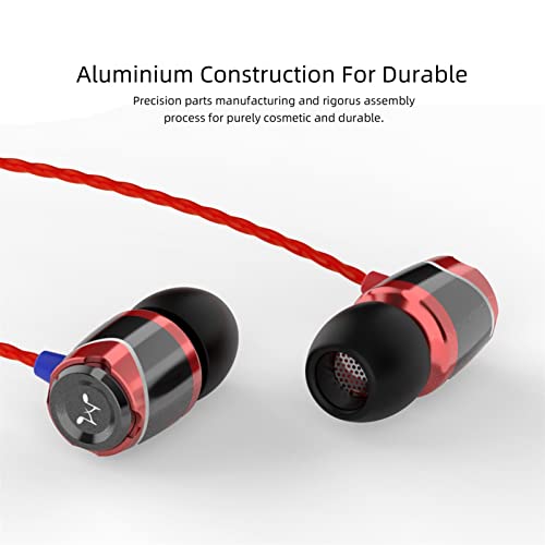 SoundMAGIC E10 Wired Earbuds, No Mic, Premium Hi-Fi, 3.5mm Jack, Red | Rich punchy bass, Full layered audio, All-metal build, Tangle-free cable, Passive noise isolation, Ergonomic comfortable fit - color: Red