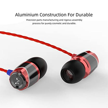SoundMAGIC E10 Wired Earbuds, No Mic, Premium Hi-Fi, 3.5mm Jack, Red | Rich punchy bass, Full layered audio, All-metal build, Tangle-free cable, Passive noise isolation, Ergonomic comfortable fit - color: Red