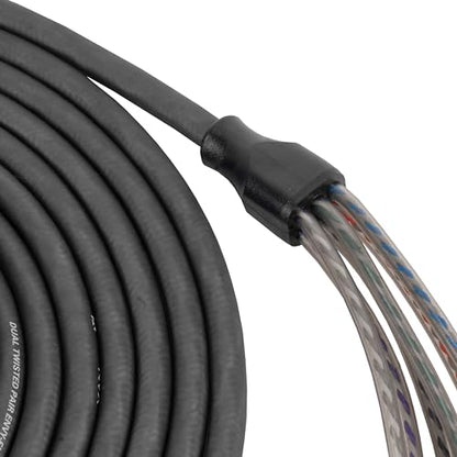 NVX® XIV65 16.4 ft (5 Meter) Oxygen Free Copper 5/6-Channel Twisted Pair V-Series Car Audio RCA Audio Interconnect Cable with Shielded Noise Reduction and Split-tip Silver-Plated Ends | Oxygen Free Copper Twisted Pair V-Series with Shielded Noise Reductio