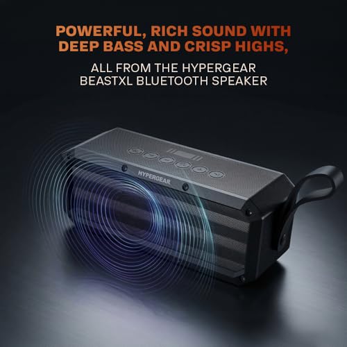 HyperGear BeastXL 30W Bluetooth Speaker - Wireless Portable Speaker with Loud Bass Stereo Sound, IPX6 Waterproof for Indoor/Outdoor Use with Built-in Mic