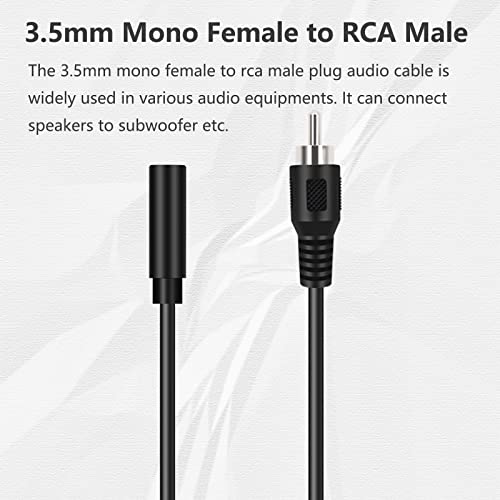 2 Pack 3.5mm 1/8" TS Mono Female to RCA Male Plug Jack Adapter Connector Converter Cable Cord for Speaker Subwoofer Audio Video Receiver