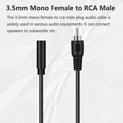 2 Pack 3.5mm 1/8" TS Mono Female to RCA Male Plug Jack Adapter Connector Converter Cable Cord for Speaker Subwoofer Audio Video Receiver