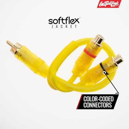 Install Link RCA Y Adapter Cable, 1-Female to 2-Male Splitter, 2-Pack (OFC) | Pure OFC Copper, 1ft, Feeds One Stereo Signal to Two Components, for Subwoofer, Home Theater, Car Audio Amplifier, Studio - color: Frosted Yellow, size: 1-Male to 2-Female