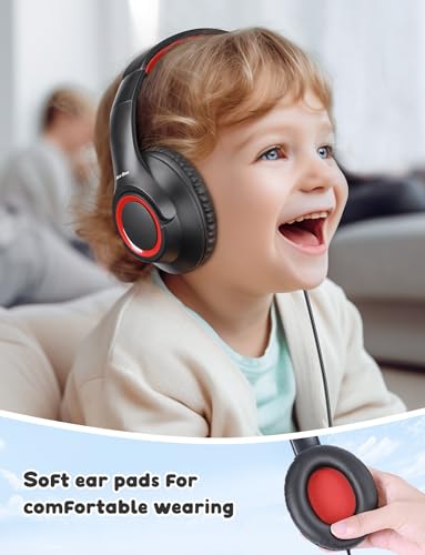 New Bee Kids Headphones,Wired,School,Toddler Headphones Baby Headphone Lightweight for Boys/Girls/Mac/Android/Kindle/Tablet/Pad - color: Black, size: wired