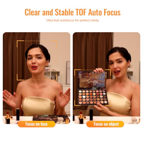 Angetube 4K Webcam with Light for PC, UHD Computer Web Camera for Desktop | TOF AutoFocus, 2 AI Noise Reduction Mics, 1080p@60FPS, USB Streaming Web Cam Built in Privacy Cover for Laptop Mac Zoom Teams - size: TOF 4K Webcam with Ring Light
